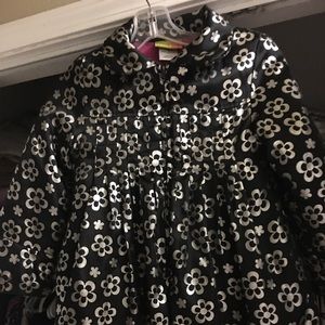 Black Coat Silver flowers